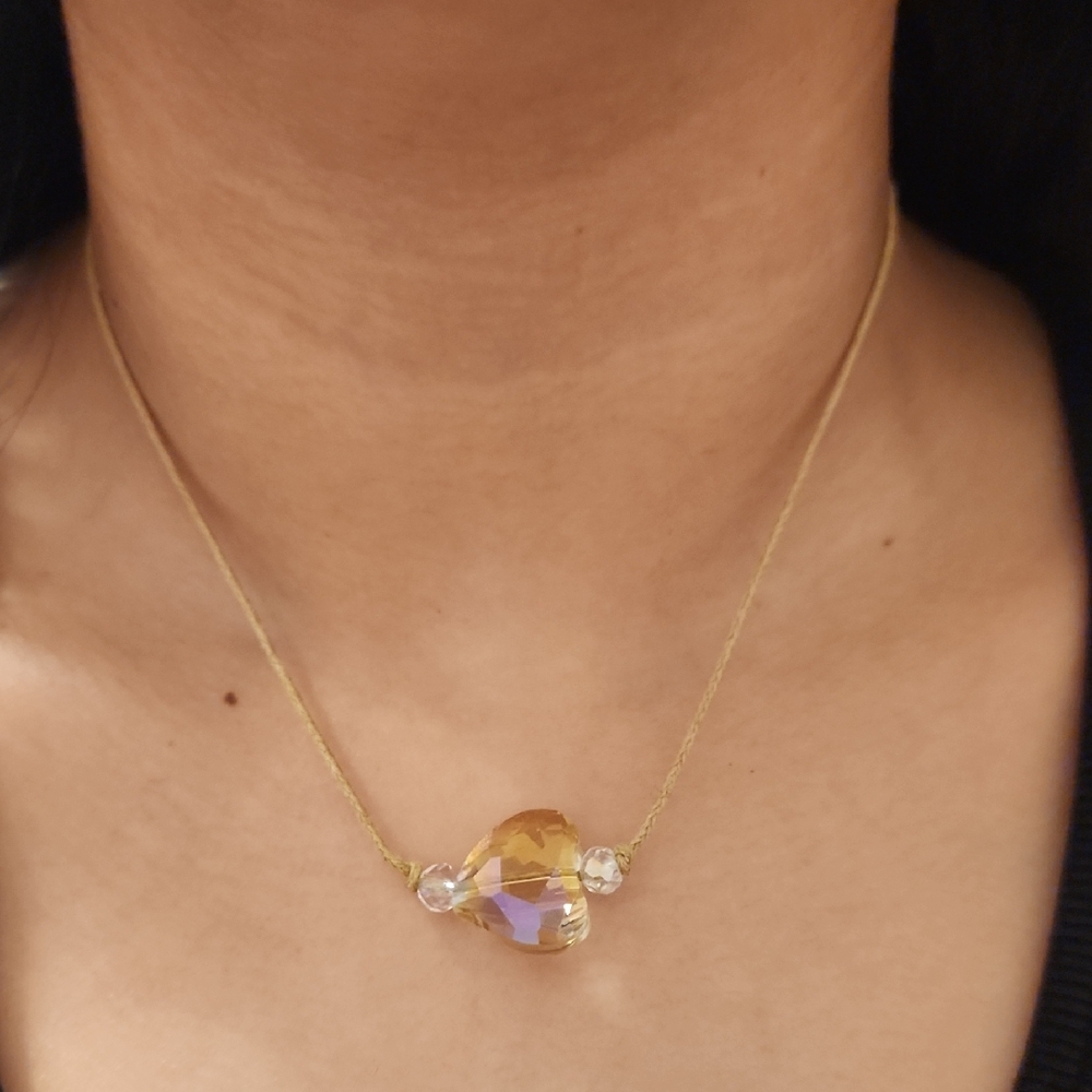 Yellow Heart Pendant Necklace